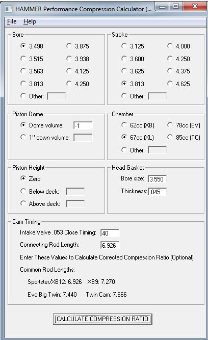 rsr compression ratio calculator